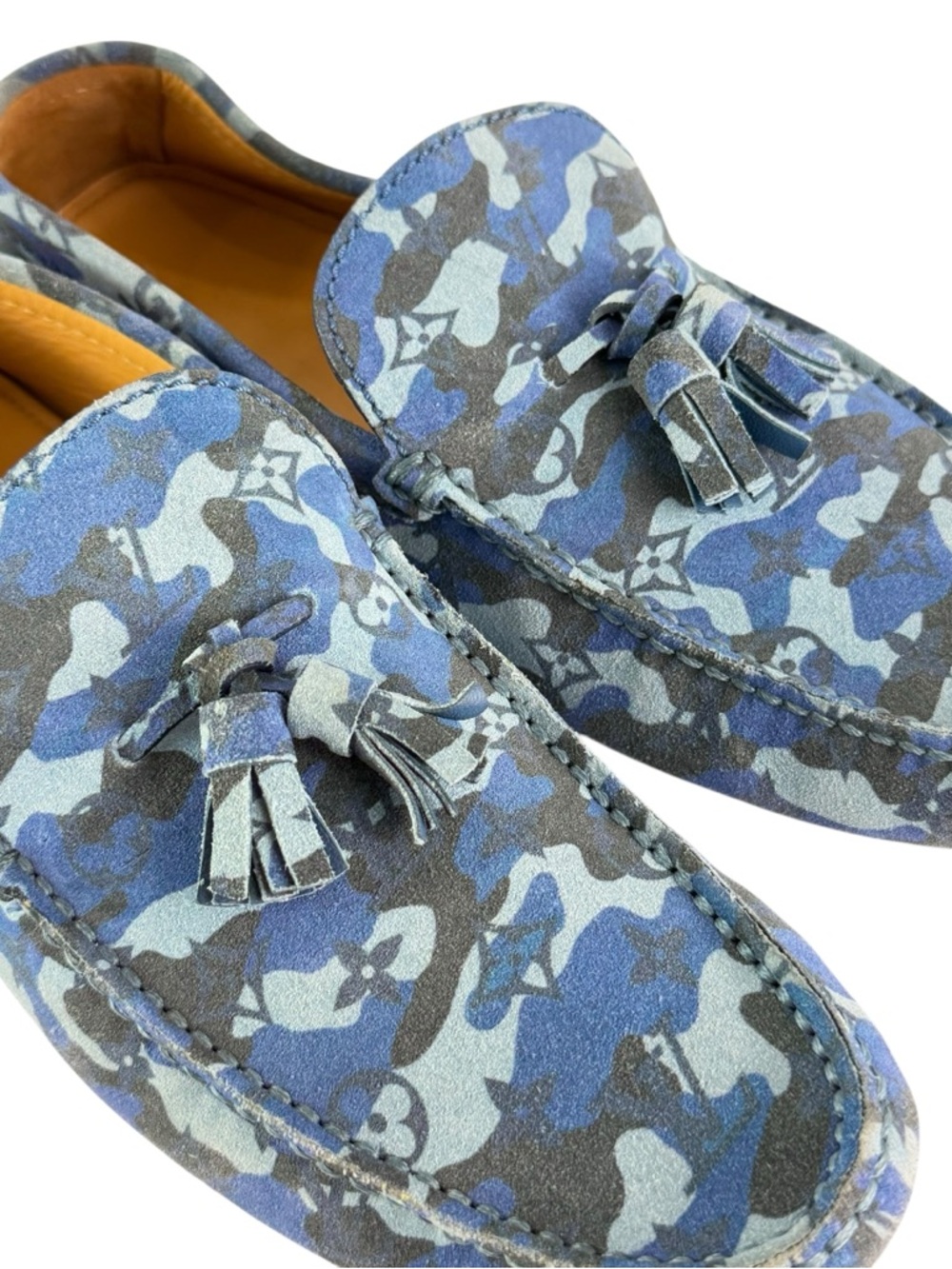 LOUIS VUITTON Palm Spring Blue Camo Suede Men's Mocassin 7UK - 8US - Picture 9 of 14